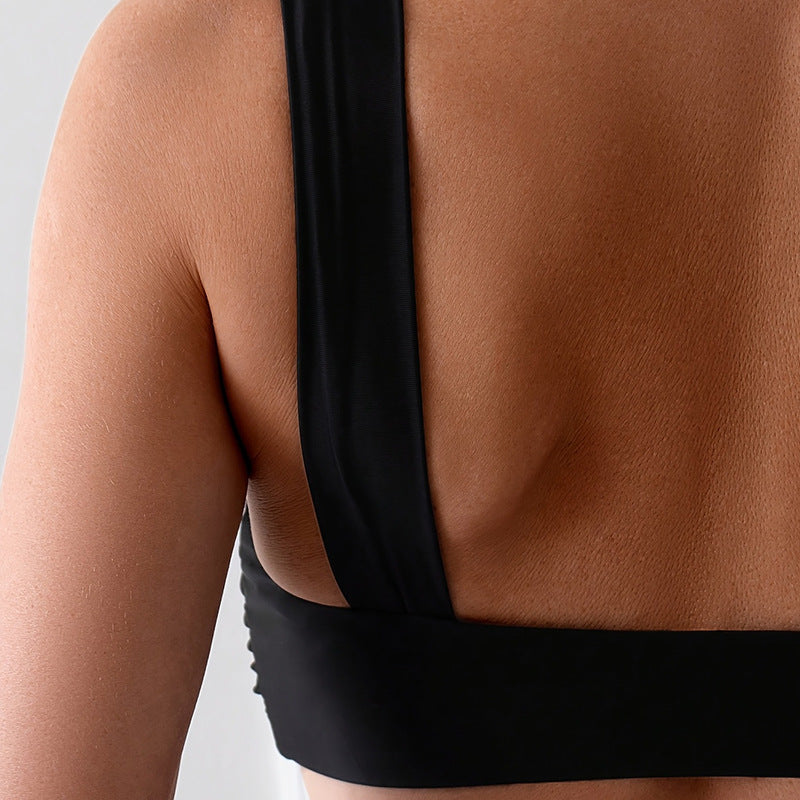 Two-piece swimsuit solid color U-shaped sexy top
