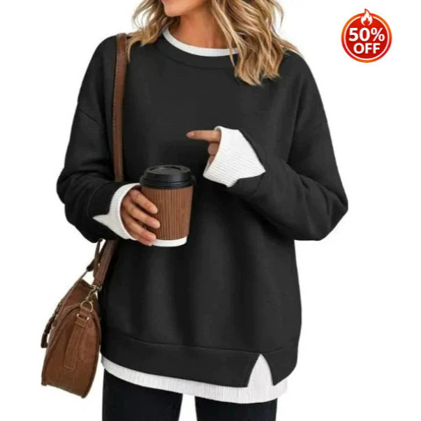 Women's Crew Neck Long Sleeve Relaxed Fit Pullover Sweatshirt