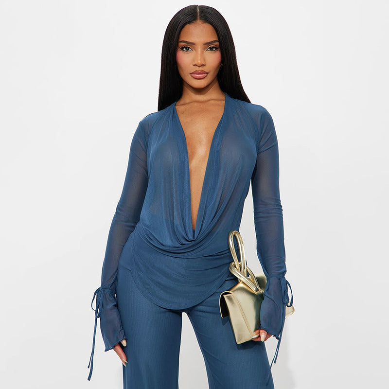 LunaFlow™ Draped Wide Leg Jumpsuit