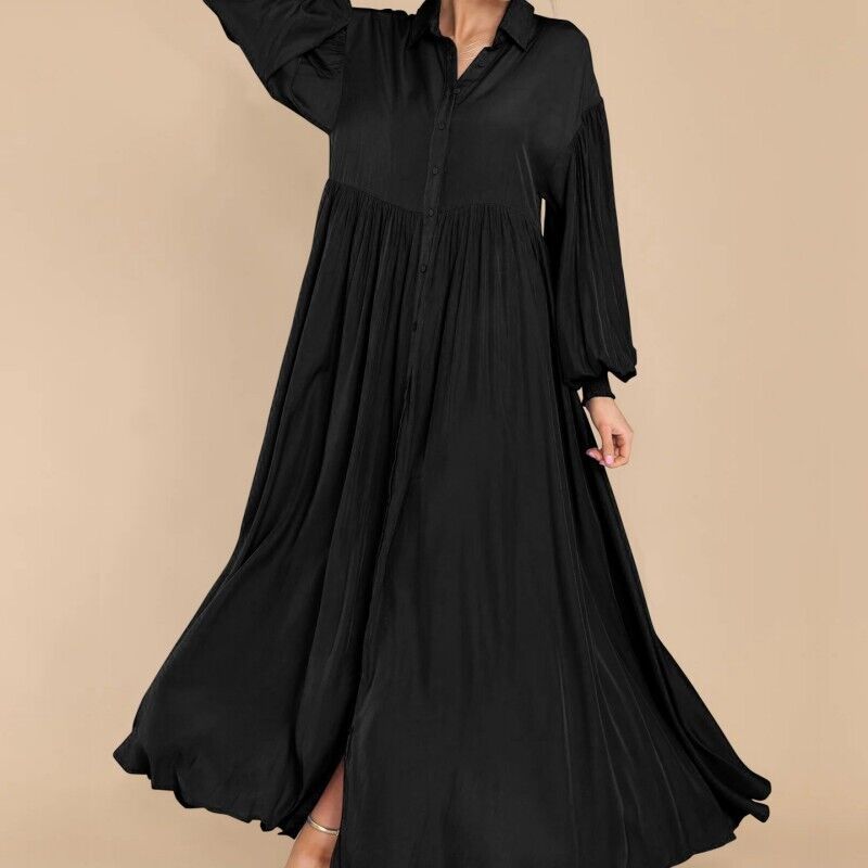 LunaFlow™ Elegant Long Sleeve Maxi Dress