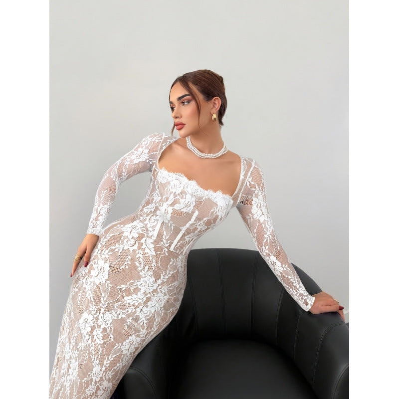 Vintage Floral Lace Corset Maxi Dress – CYYKM