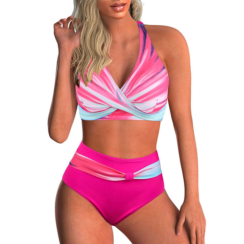 Striped high waist bikini