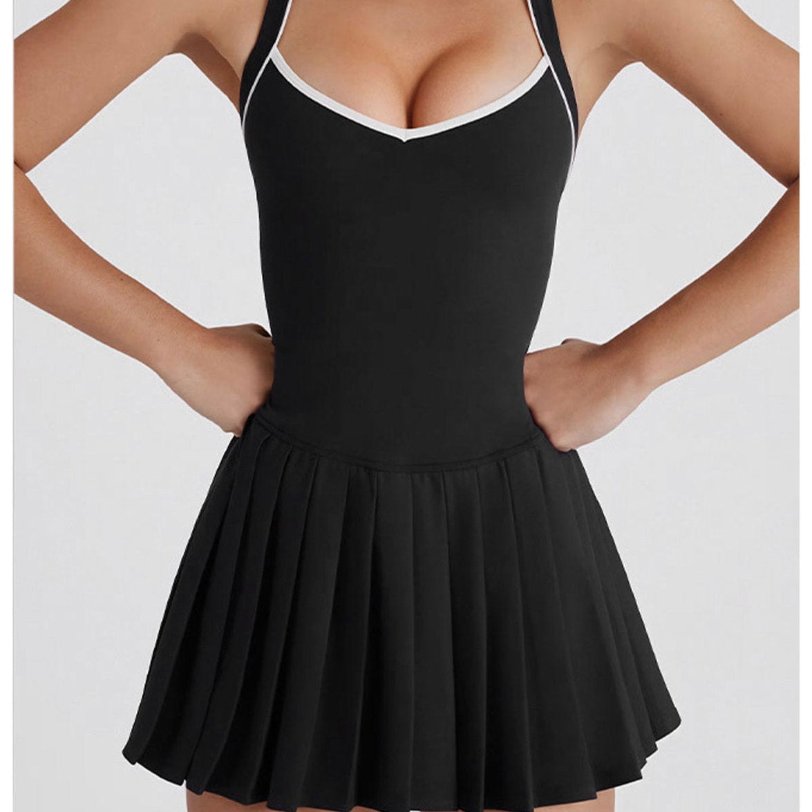 Black Cross Back Mini Dress