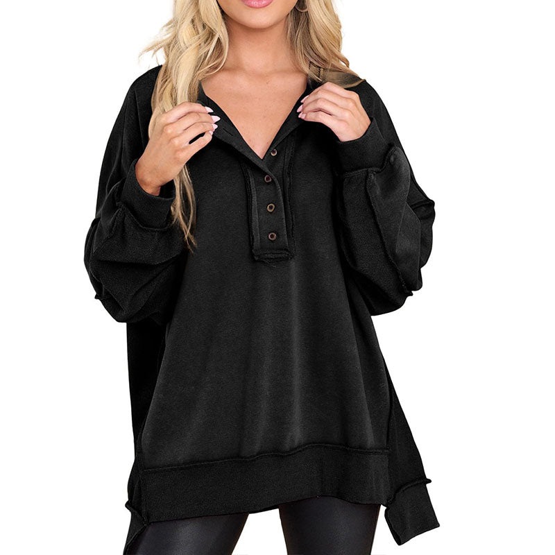 Evelyn Button Detail Oversized Sweatshirt