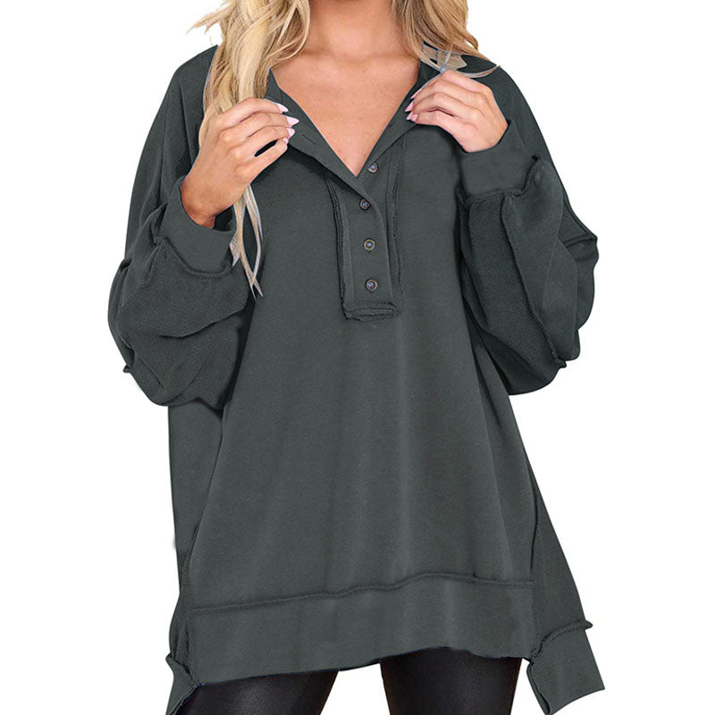 Evelyn Button Detail Oversized Sweatshirt