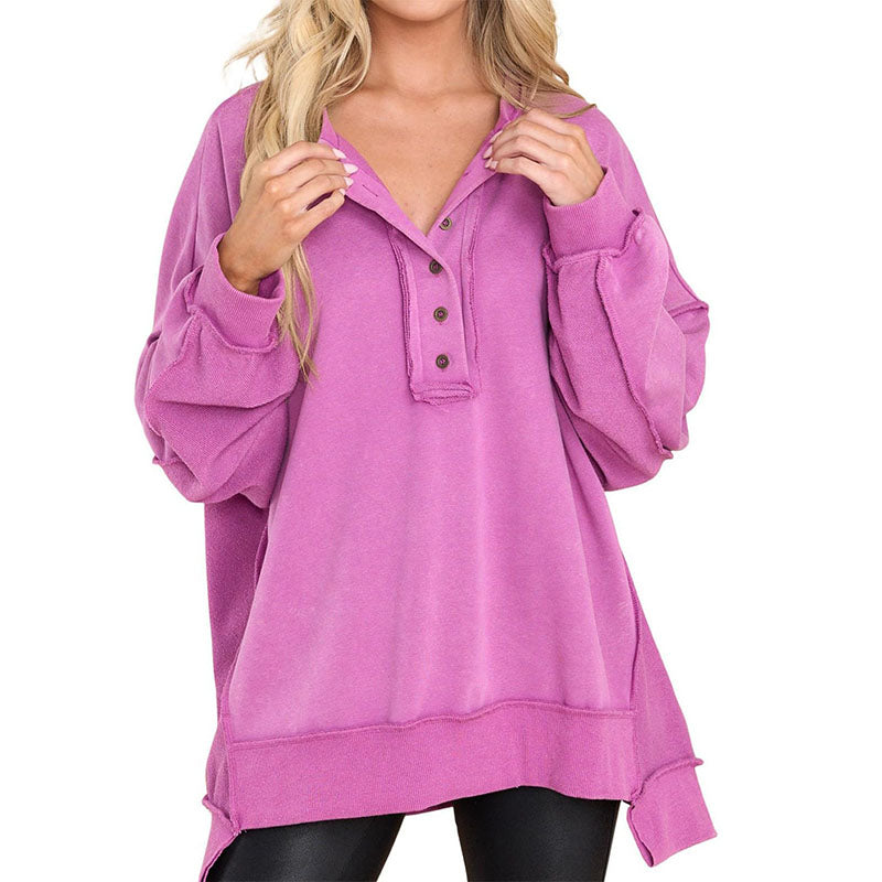 Evelyn Button Detail Oversized Sweatshirt