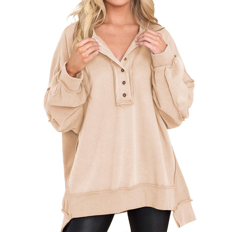 Evelyn Button Detail Oversized Sweatshirt