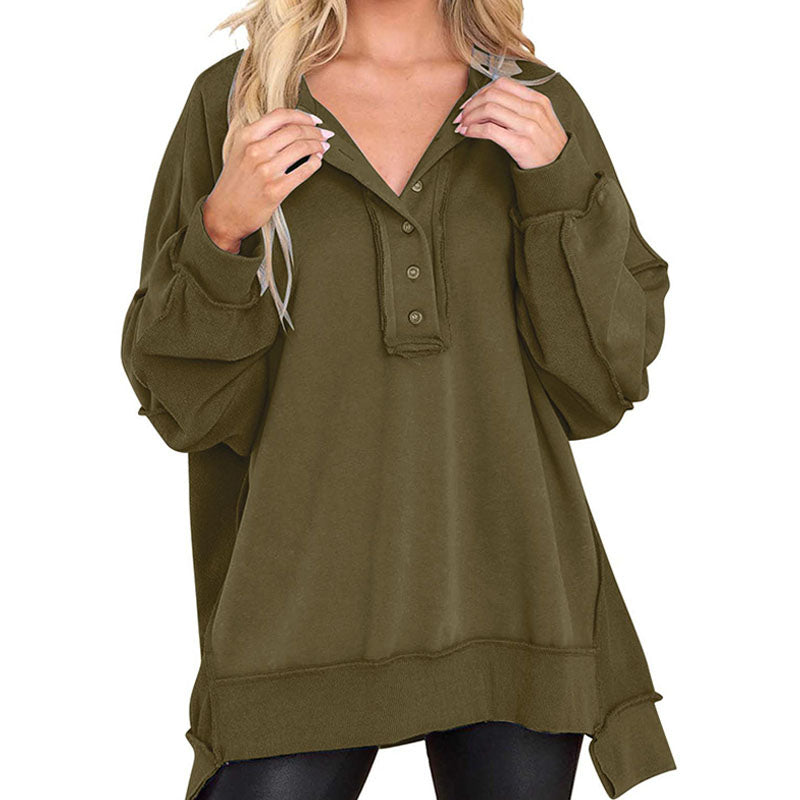 Evelyn Button Detail Oversized Sweatshirt
