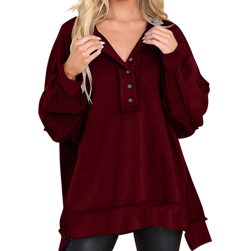 Evelyn Button Detail Oversized Sweatshirt