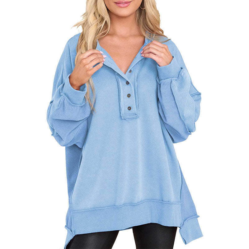 Evelyn Button Detail Oversized Sweatshirt