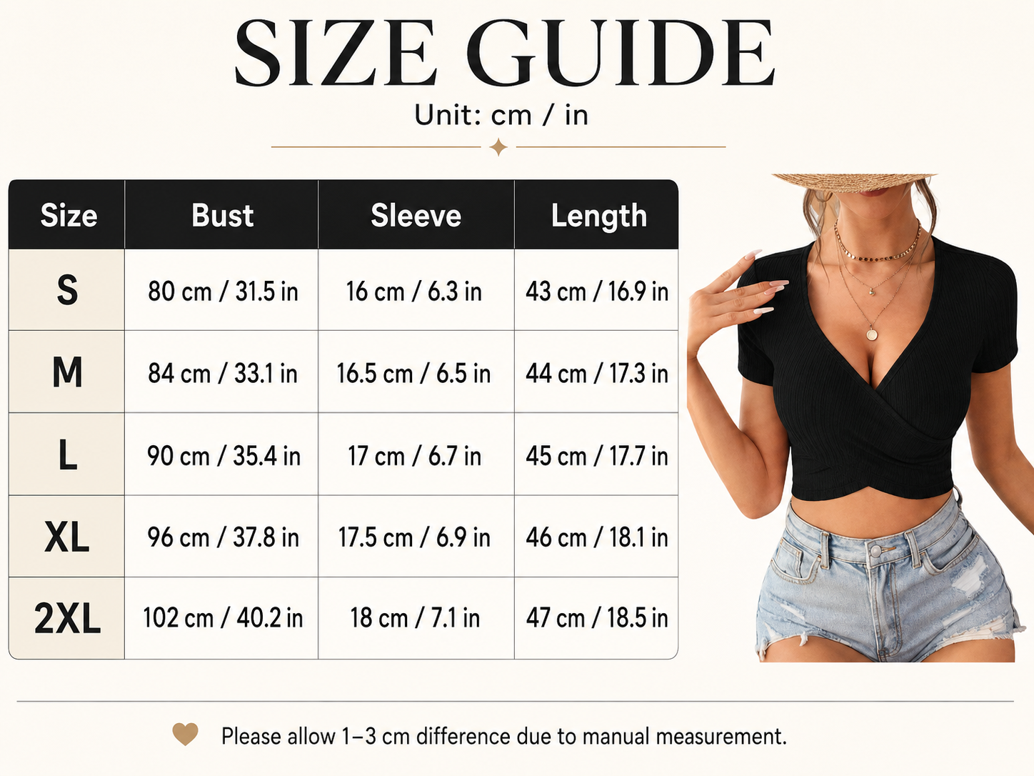 LunaCurve™ V-Neck Slim Fit Crop Tee