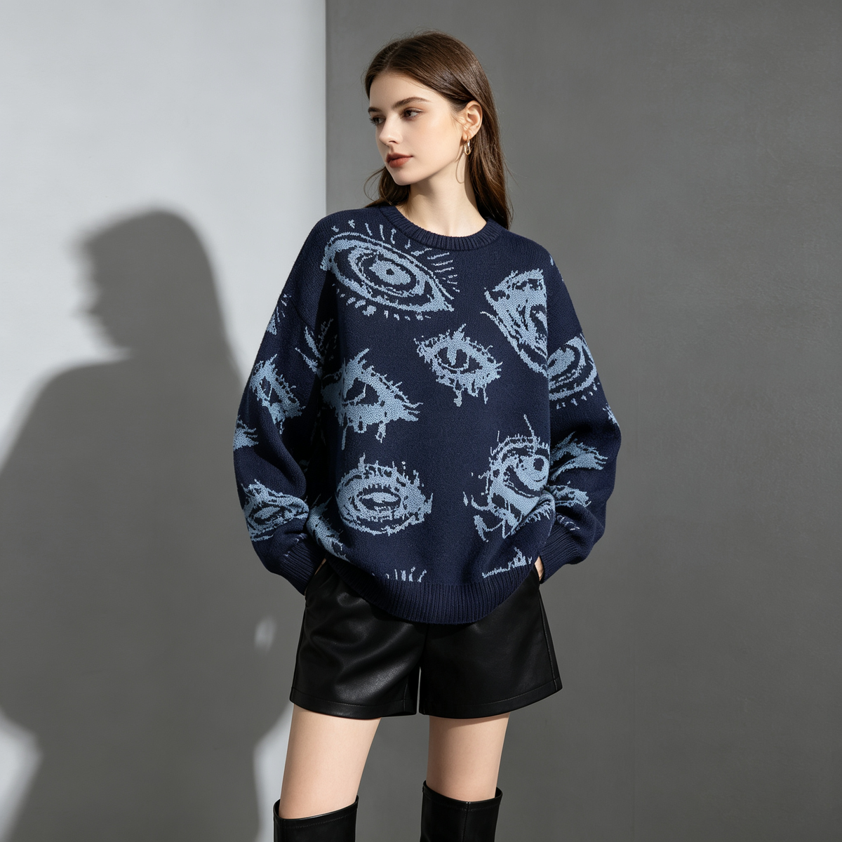 Luna Eye Pattern Knit Sweater