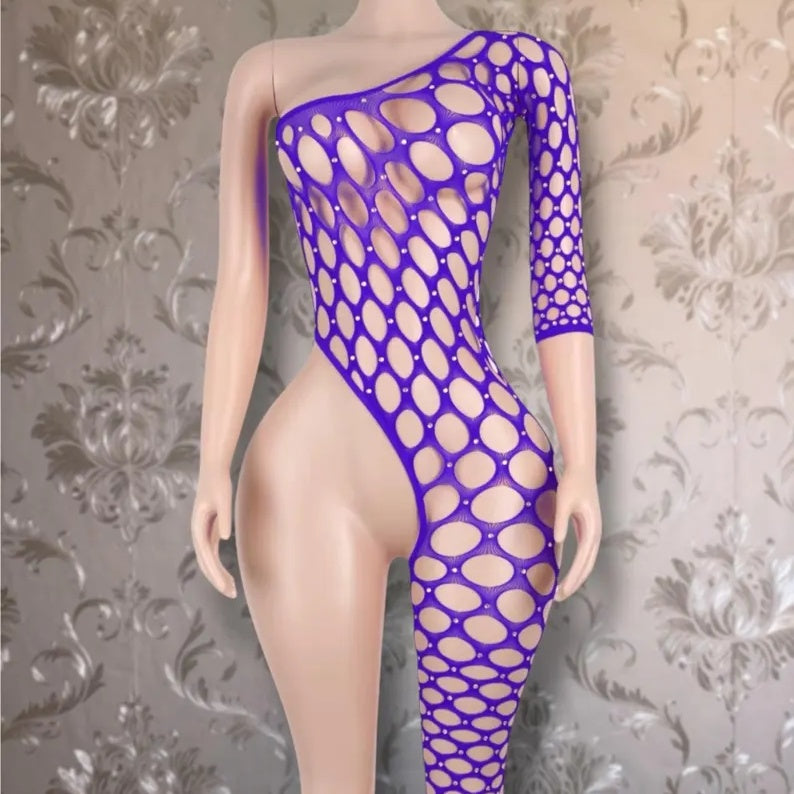 Hand-made diamond-studded shiny mesh