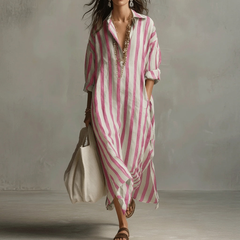 LunaFlow™ Striped Shirt Dress