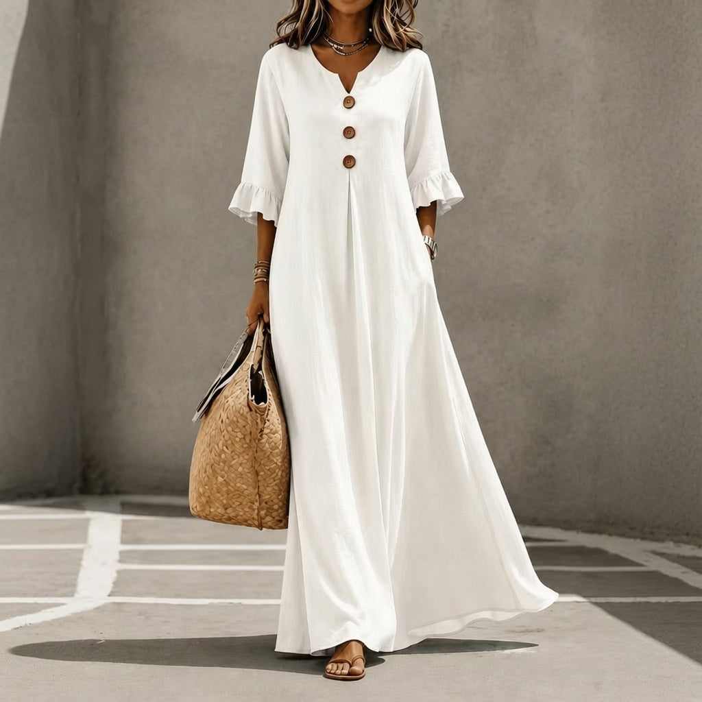LunaMuse™ Button Front Flowing Maxi Dress