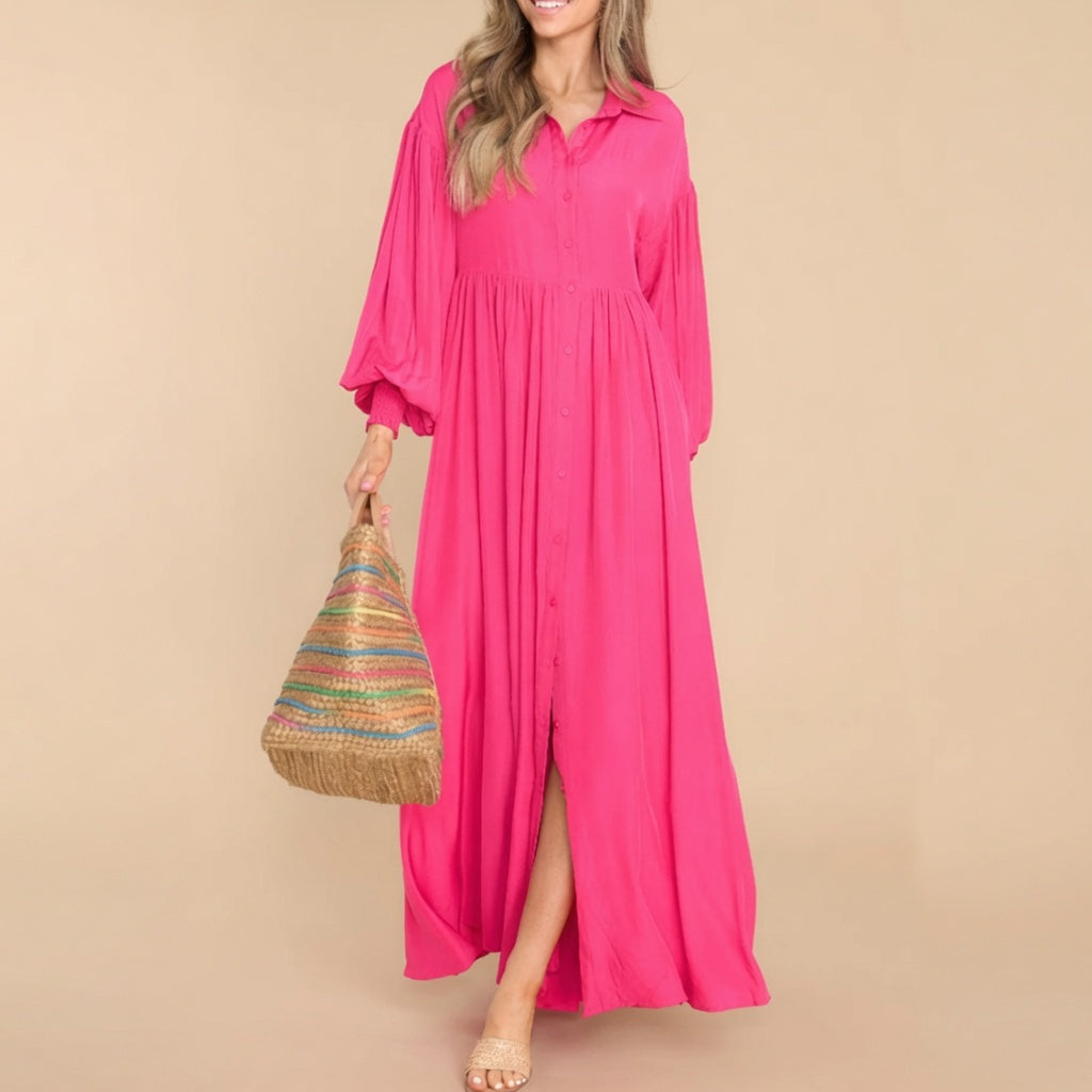LunaFlow™ Elegant Long Sleeve Maxi Dress